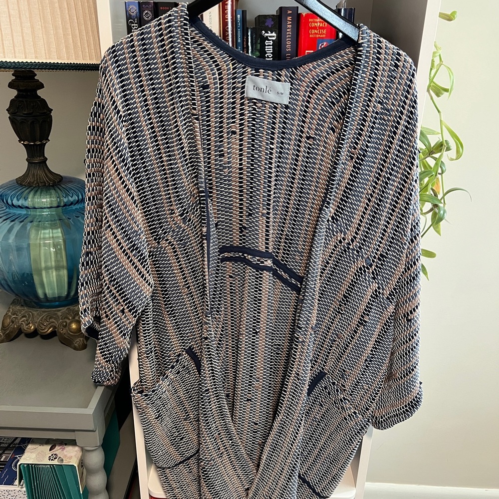 Tonle Blue and Tan Jacket with Pockets S/M